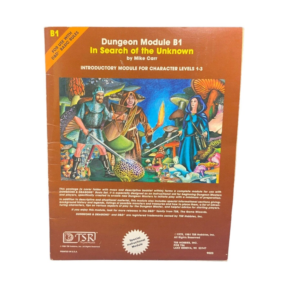 Dungeons & Dragons Module B1 In The Search Of The Unknown Booklet & Map